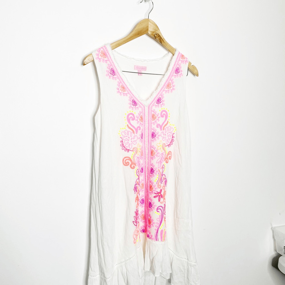 Lilly Pulitzer Thalia Dress Sunseekers Embroidery resort white 25149 womens XS - Picture 3 of 6